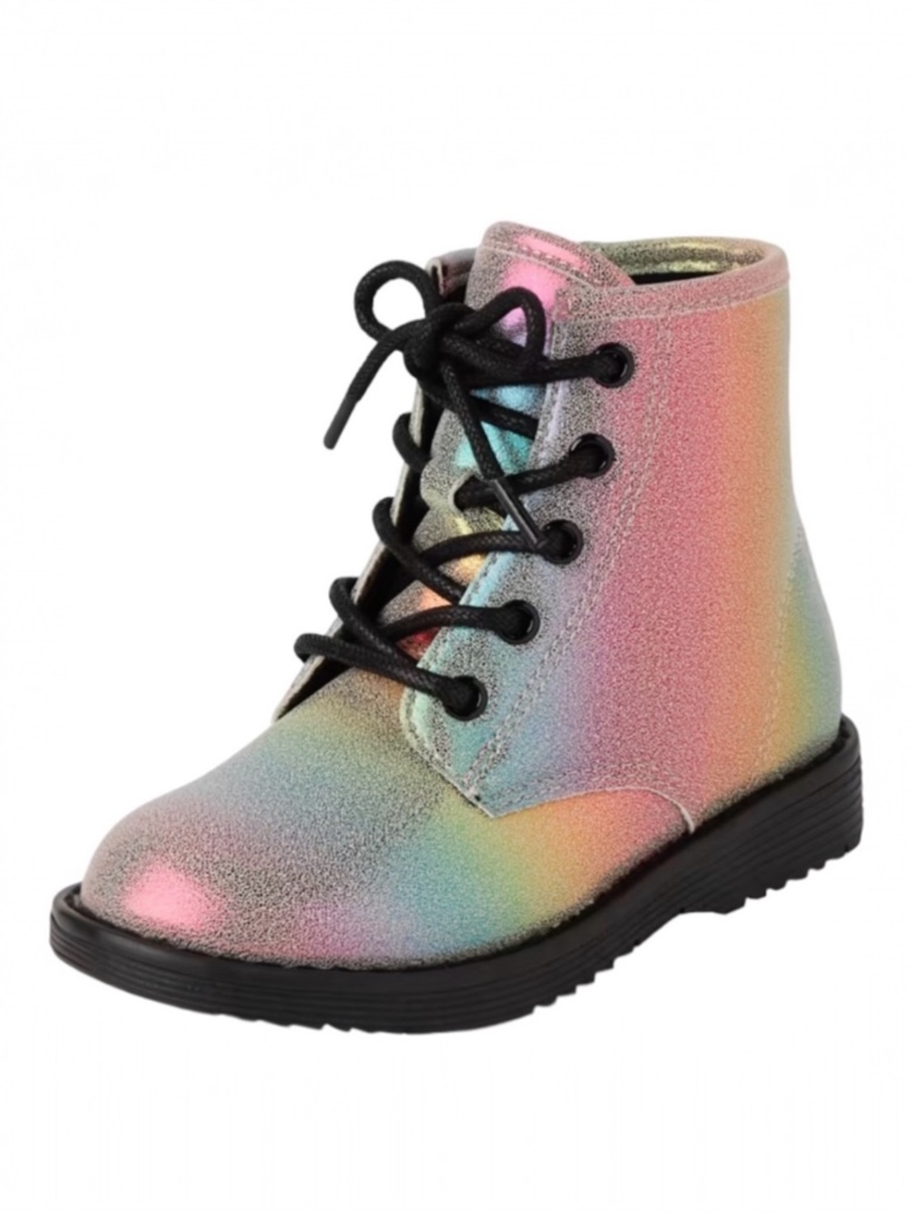 Toddler girls rainbow lace up moto boots - Picture 3 of 10